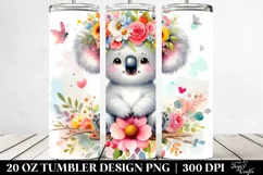 Cute Cartoon-Style Koala Flower Crown | 20 oz Tumbler Product Image 2