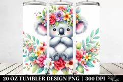 Cute Cartoon-Style Koala Flower Crown | 20 oz Tumbler Product Image 2