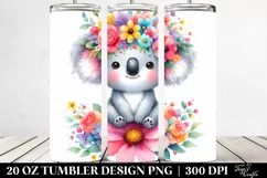 Cute Cartoon-Style Koala Flower Crown | 20 oz Tumbler Product Image 2