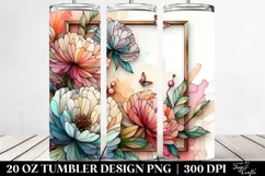 Stained Peonies Watercolor Splash 20 Oz Tumbler Product Image 2
