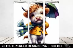 Dancing Highland Cow with Umbrella PNG Product Image 2