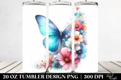 Half Flowers Butterfly. 20 oz Tumbler Design Product Image 2