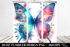 Half Flowers Butterfly. 20 oz Tumbler Design Product Image 2