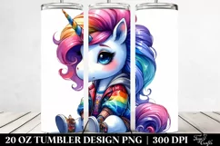 Cute Sitting Unicorn Clipart, High-Res 20 Oz Tumbler Product Image 2