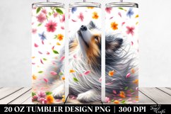 Dog Tumbling with Spring Petals | 20 Oz Tumbler Product Image 2