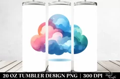 Colorful Simple Cloud Clipart, High-Res 20 Oz Tumbler Product Image 2