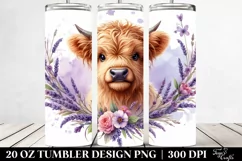 Highland Cow in Lavender Frame | 20 Oz Tumbler Product Image 2