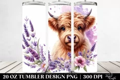 Highland Cow in Lavender Frame | 20 Oz Tumbler Product Image 2