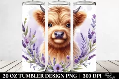 Highland Cow in Lavender Frame | 20 Oz Tumbler Product Image 2