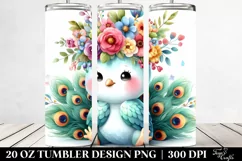 Cute Cartoon-Style Peacock Flower Crown | 20 oz Tumbler Product Image 2