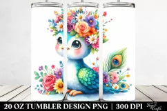 Cute Cartoon-Style Peacock Flower Crown | 20 oz Tumbler Product Image 2