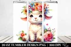 Cartoon-Style Sitting Lamb with Flower Crown 20 Oz Tumbler Product Image 2