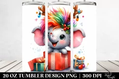 Enthusiastic Baby Elephant with Reindeer Horns PNG Product Image 2