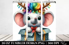 Enthusiastic Baby Elephant with Reindeer Horns PNG Product Image 2