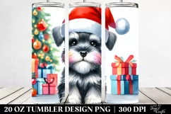 Expressive Miniature Schnauzer in Santa Hat PNG Product Image 2