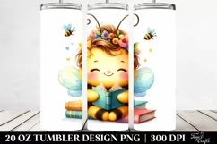 Vibrant Watercolor Boho Bee Book Tumbler Product Image 2