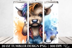 Funny Baby Highland Cow, Vibrant Drawing | 20 oz Tumbler Product Image 2