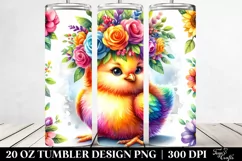 Colorful Flower Crown, Cute Chicken | 20 oz Tumbler Product Image 2