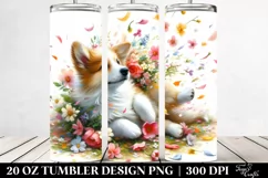 Dog Tumbling with Spring Petals | 20 Oz Tumbler Product Image 2
