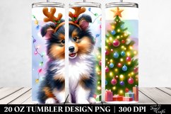 Vibrant Collie with Christmas Lights PNG Product Image 2