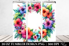 Colorful Hibiscus Watercolor Frame Tumbler Product Image 2