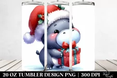 Baby Hippo with Santa Hat PNG Product Image 2