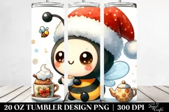 Cute Baby Bee with Santa Hat PNG Product Image 2