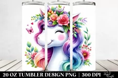 Unicorn Floral Wreath Tumbler Design Product Image 2