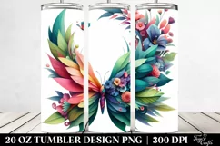 Butterfly Leaves Flowers Design. 20 oz Tumbler Product Image 2