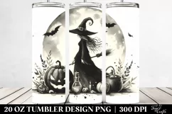 Simple Vintage Halloween Witch Tumbler | 20 oz Tumbler Product Image 2