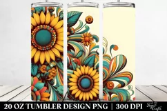 Colorful Retro Sunflowers | 20 Oz Tumbler Product Image 2