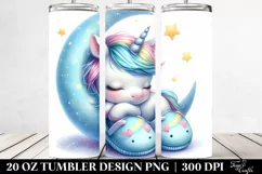 Pastel Cyan Moon Unicorn Tumbler Product Image 2