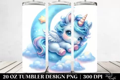 Pastel Cyan Moon Unicorn Tumbler Product Image 2