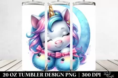 Pastel Cyan Moon Unicorn Tumbler Product Image 2