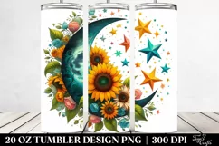 Vintage Half Moon with Sunflowers Clipart Product Image 2