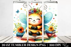 Vibrant Watercolor Boho Bee Book Tumbler Product Image 2