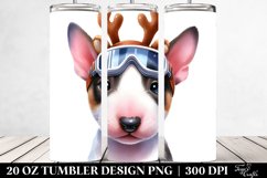 Expressive Bull Terrier in Reindeer Horns PNG Product Image 2