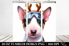 Expressive Bull Terrier in Reindeer Horns PNG Product Image 2