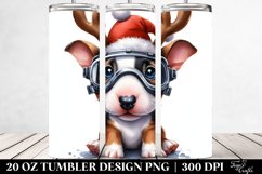 Expressive Bull Terrier in Reindeer Horns PNG Product Image 2