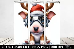 Expressive Bull Terrier in Reindeer Horns PNG Product Image 2
