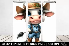 Smiling Cow in Sun Hat | 20 Oz Tumbler Product Image 2