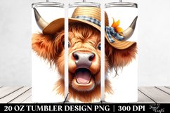 Excited Highland Cow with Sun Hat | 20 Oz Tumbler Product Image 2