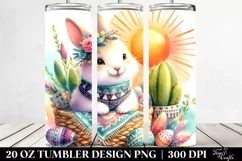 Colorful Watercolor Smiling Bunny | 20 Oz Tumbler Product Image 2