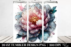 Glossy Peonies Gold Tumbler Sublimation Clipart Product Image 2