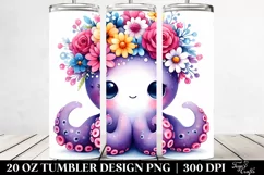 Cartoon-Style Octopus Sitting | 20 oz Tumbler. Product Image 2