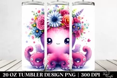 Cartoon-Style Octopus Sitting | 20 oz Tumbler. Product Image 2