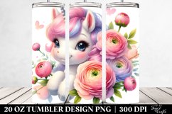 Sweet Baby Unicorn with Ranunculus | 20 oz Tumbler Product Image 2