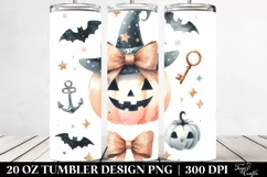 Watercolor Halloween Glitery Bow Tumbler Product Image 2