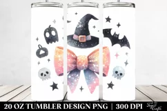 Watercolor Halloween Glitery Bow Tumbler Product Image 2