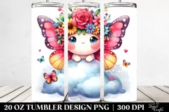 Cute Cartoon-Style Watercolor Butterfly, 20 Oz Tumbler Product Image 2